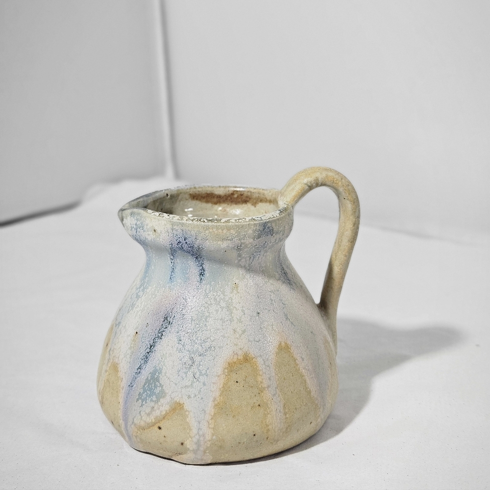 Vintage Signed Art Pottery Stoneware Jug Creamer Pitcher Drip Glaze C Greber